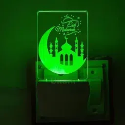 3D Illusion LED Light Night Lights for 7 Colors Led Changing Lighting Bedroom Decoration Decorative Lighting Gifts for Boys Girls Kids Baby Friends EID MUBARAK Night Lamp ( 5 cm, Multicolor ) Night Lamp-image-4
