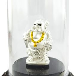 SILVERSPOT JEWEL 999 Pure Silver Laughing Buddha with Acrylic Base Idol Decorative Showpiece - 14 cm-image-48