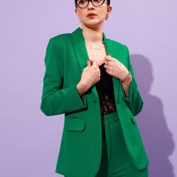 Women Solid Single Breasted Casual Blazer-image-83