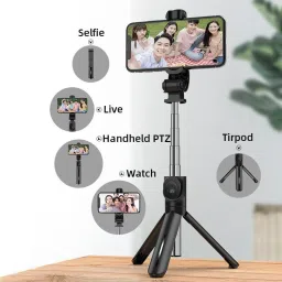 Gentle e kart Mobile Stand with Selfie Stick and Tripod XT-02 Aluminium Tripod Bluetooth Selfie Stick image 3