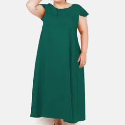 Indietoga Green Crepe Plus Size Maxi Dress-image-85