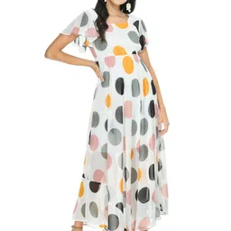 Gladly Women Printed Round Neck Flutter Sleeves Maxi Dress-picture-33
