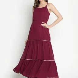 DRAAX Fashions Shoulder Strap Gathered Maxi Dress-picture-56