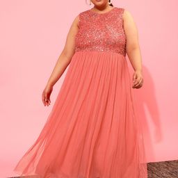CURVY STREET Embellished Net A-Line Maxi Dress-picture-11