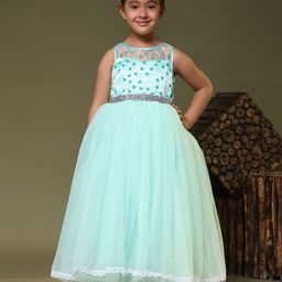 Toy Balloon kids Girls Round Neck Floral Print Net Empire Maxi Dress-picture-17