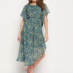 Bitterlime Floral Georgette Maxi Dress-image-27
