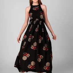 DAEVISH Black Floral Maxi Dress-picture-22