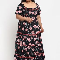 sindrellastorie Black Floral Printed Maxi Dress-image-43