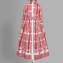 JC Collection White & Red Ethnic Motifs Maxi Dress-image-86