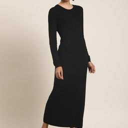her by invictus Women Black Solid Ribbed Maxi Dress-picture-51