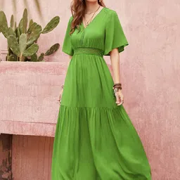 JC Mode Flared Sleeves Lace Inserted Tiered Maxi Dress-picture-13