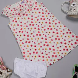 One Friday Girls Floral Printed Sleeveless Pure Cotton Maxi Dress-image-96