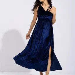 AASK Shoulder Straps Velvet Maxi Dress-picture-32