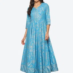 Biba Floral Printed Notch Neck Maxi Dress-image-98