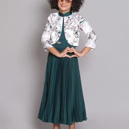 The Magic Wand Girls Floral Printed Mandarin Collar Fit & Flare Maxi Dress-picture-13