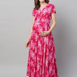 MomToBe Tie and Dye Print Maternity Fit & Flare Sustainable Dress-7