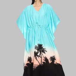 CRAFTBAZAR Tropical Printed Kimono Sleeves Kaftan Dress-image-94