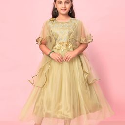 BAESD Girls Embellished Flared Sleeves Net Maxi Dress-picture-20