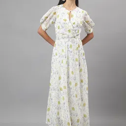 Latin Quarters Floral Printed Flared Sleeve Chiffon Maxi Wrap Dress-image-43