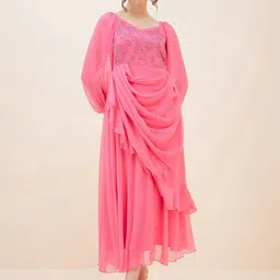 Antheaa Embellished Layered Chiffon Fit and Flare Maxi Dress-picture-56