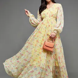 Miss Chase Floral Printed Puff Sleeve Maxi Dress-picture-20