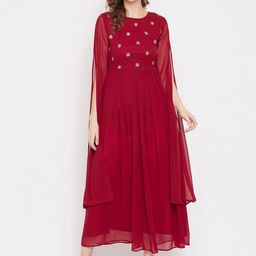 PANIT Ethnic Motifs Embellished Georgette Maxi Dress-15