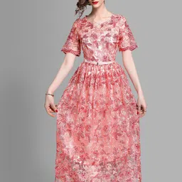 JC Collection Multicoloured Floral Embroidered Maxi Dress-25