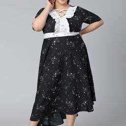 Oxolloxo Plus Size Women Black Satin Empire Maxi Dress-image-56
