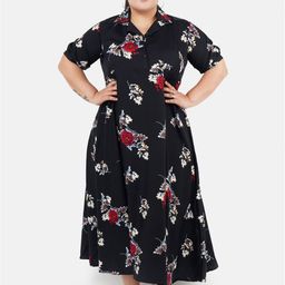 Indietoga Black Plus Size Floral Crepe Maxi Dress-picture-9