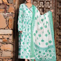 KALINI Women Cotton Floral Printed Maxi Dress-image-36