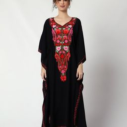 CRAFTBAZAR Floral Embroidered Kaftan Maxi Dress-picture-26