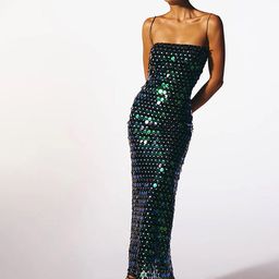LULU & SKY Green Embellished Shoulder Straps Maxi Dress-image-78