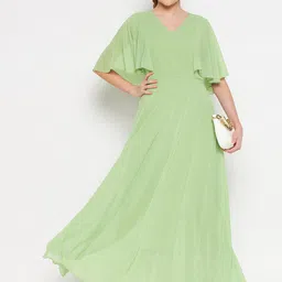HELLO DESIGN Green Georgette Maxi Dress-image-51