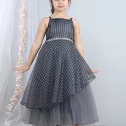 Toy Balloon kids Girls Checked Shoulder Straps Fit and Flare Maxi Dress-image-95