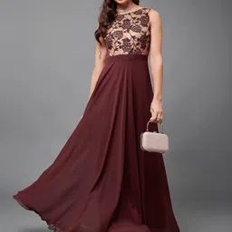 Miss Chase Round Neck Georgette Maxi Partywear Dress-picture-35