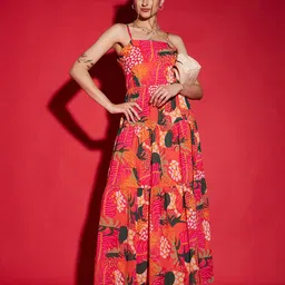 SASSAFRAS Floral Print Maxi Dress-image-5