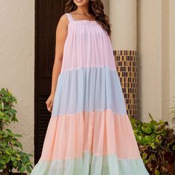 HOUSE OF JAMOTI Women Colourblocked Shoulder Straps Maxi Dress-image-38