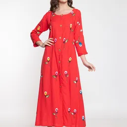 Elthia Floral Printed Round Neck A-Line Midi Dress-picture-21