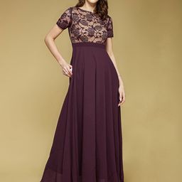 all about you Maroon Floral Georgette Maxi Dress-image-33