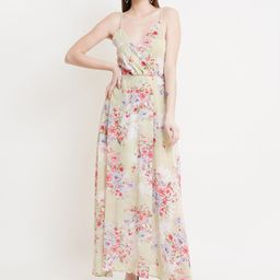 DODO & MOA Green & Red Floral Printed Georgette Maxi Dress-image-77