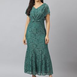 Latin Quarters Self Design V-Neck Sheath Dress-55