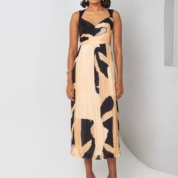 Vedika M Women Abstract Satin Fit & Flare Maxi Dress-image-15