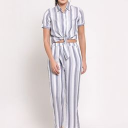 LUCERO Grey Striped Maxi Dress-image-48