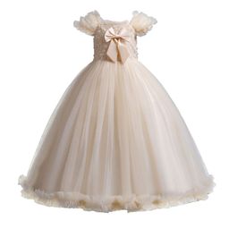 StyleCast Girls Champagne Cape Sleeves Bow Detailed Maxi Dress-picture-42