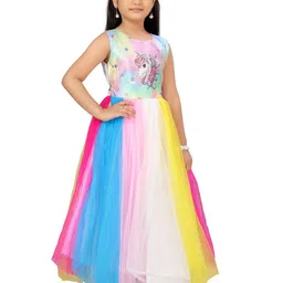 BAESD Unicorn Printed Net Fit & Flare Maxi Dress image 5