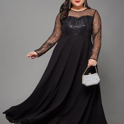 Miss Chase A+ Plus Size Embellished Georgette Flared Fit & Flare Maxi Dress-picture-2