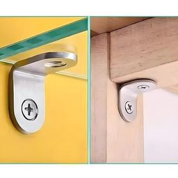 HEADLY SS Edge Clamp L Shape Right Angle Glass Panel Shelf Clamp Holder Stainless Steel Shelf Button Bracket Support with Suction Cup & Screw (Pack of 10) image 3