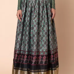 INDYA Ethnic Motifs Printed Flared Maxi Skirt-10
