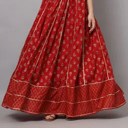 KALINI Printed Flared Maxi Skirt-43