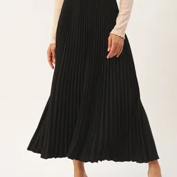 her by invictus Black Gathered or Pleated Flared Maxi Skirt-image-87
